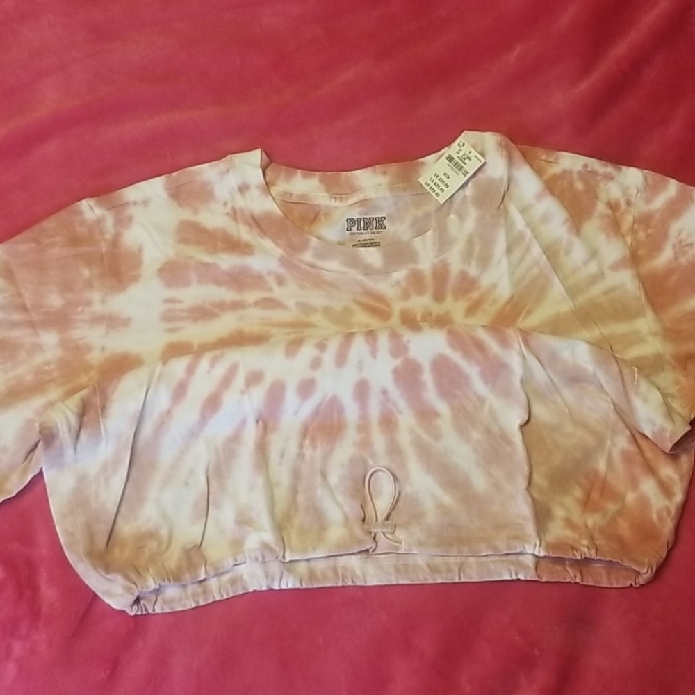 PINK SS campus crop top